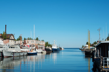 Fototapeta na wymiar Landscape with yachts on the quay