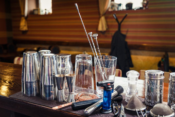 Bartender tools on bar