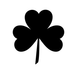 Silhouettes of three leaf clover in flat style. Vector icon