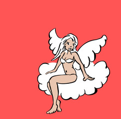 Engel zit op een wolk