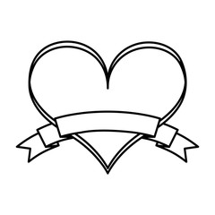 heart love with ribbon vector illustration design