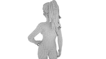 Fototapeta na wymiar Digital mannequin woman isolated on white background, 3 d render