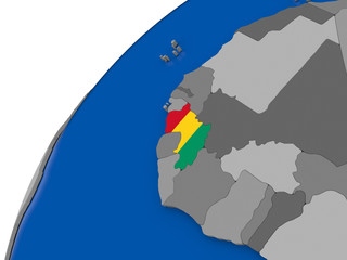 Guinea with flag on political globe