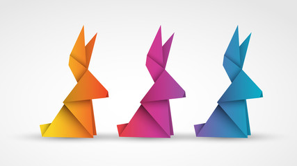 wielkanocne zajączki origami - obrazy, fototapety, plakaty