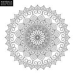 Flower Mandala. Vintage decorative elements. Oriental pattern, vector illustration. Islam, Arabic, Indian, moroccan,spain, turkish, pakistan, chinese, mystic, ottoman motifs. Coloring book page