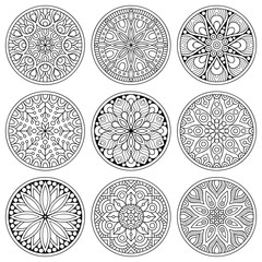 Flower Mandala. Vintage decorative elements. Oriental pattern, vector illustration. Islam, Arabic, Indian, moroccan,spain, turkish, pakistan, chinese, mystic, ottoman motifs. Coloring book page