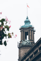 Fototapeta premium detail shot of steeple-crowned buildings in Shanghai,China.