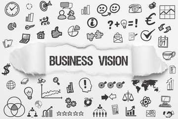 Business Vision / weißes Papier mit Symbole