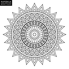 Flower Mandala. Vintage decorative elements. Oriental pattern, vector illustration. Islam, Arabic, Indian, moroccan,spain, turkish, pakistan, chinese, mystic, ottoman motifs. Coloring book page