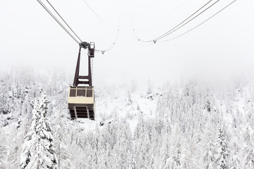 cable car in the snowy landscape