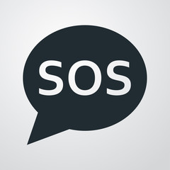 Icono plano burbuja SOS en fondo degradado
