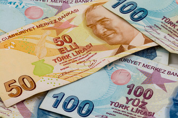 Turkish lira banknotes - obrazy, fototapety, plakaty