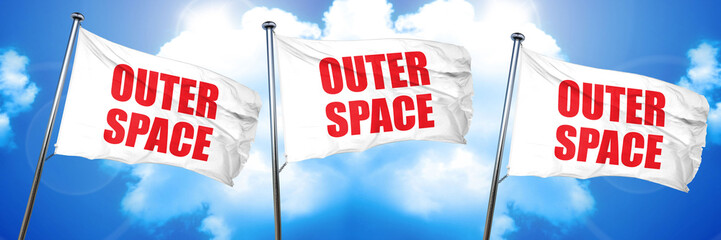 outer space, 3D rendering, triple flags