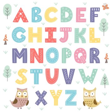 Funny forest alphabet for kids