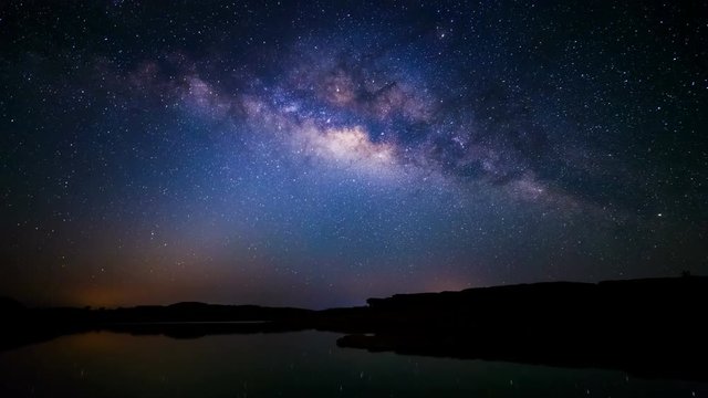 4K Panning Time lapse of milky way and sunrise, Sam Pan Bok canyon, Ubon ratchathani, Thailand 
