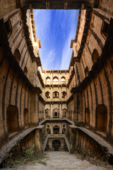 Panorama of Famous stepwell / baori, situated in the village Neemrana