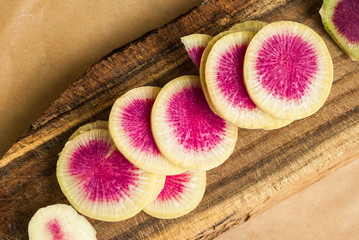 Freshly harvested organic watermelon radish
