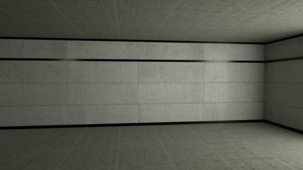 Abstract empty warehouse or basement, 3d render