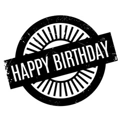 Happy Birthday rubber stamp. Grunge design with dust scratches. Effects can be easily removed for a clean, crisp look. Color is easily changed.