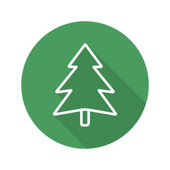 Obraz premium Fir tree flat linear long shadow icon 