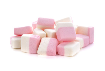 sweet marshmallows on white background