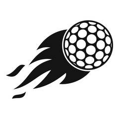 Burning golf ball icon, simple style