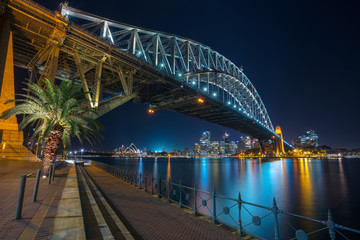 Obraz premium Sydney. Cityscape image of Sydney, Australia with Harbour Bridge at night.