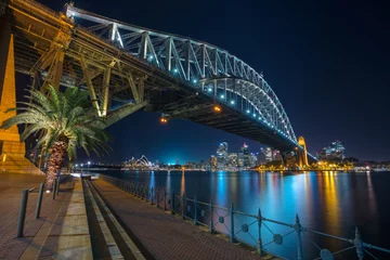 Gartenposter Sydney. Cityscape image of Sydney, Australia with Harbour Bridge at night. © rudi1976