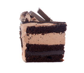 sweet chocolated cake isolated on white