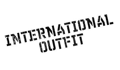 International Outfit rubber stamp. Grunge design with dust scratches. Effects can be easily removed for a clean, crisp look. Color is easily changed.