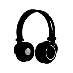 Fototapeta na wymiar Black Pair of Headphones Isolated on a White Background