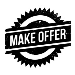 Make Offer rubber stamp. Grunge design with dust scratches. Effects can be easily removed for a clean, crisp look. Color is easily changed.
