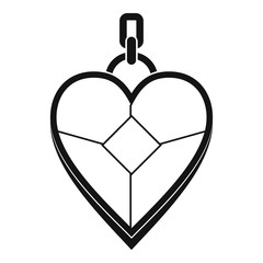 Heart shaped pendant icon, simple style