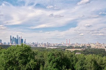 Fototapeta na wymiar Russia. Moscow. View of the Moscow City with the Sparrow Hills.