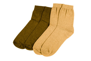 Socks made of cotton isolated on white background. Underwear for men or women.