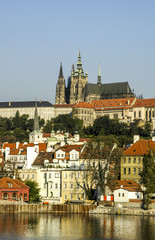 Obraz premium Prague, city view, hill Hradschin, river Moldova, Czech Republic