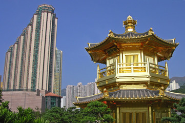 Chi Lin monastery in the city Hongkong