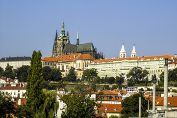 Prague, hill Hradschin with Veits Cathedral, Czech Republic