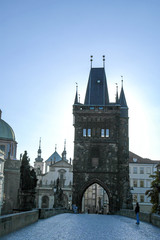 Fototapeta na wymiar Prague, Carls Bridge, silhouette, Czech Republic