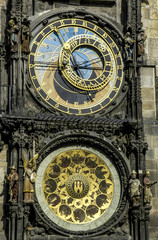 Prague, city center, city hall, famous clock tower, Czech Republ