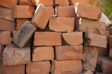 Fototapeta premium colorful damaged old brick wall texture