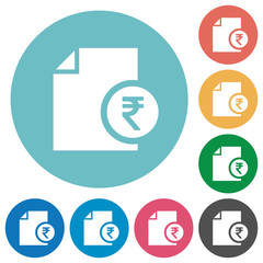 Indian Rupee financial report flat round icons