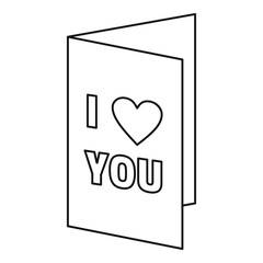 Greeting card on Valentine day icon, outline style