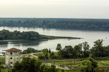 Fototapeta na wymiar Beograd, river Save meets river Danube, Serbia-Montenegro, Belgr