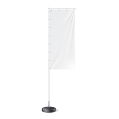 Outdoor Panel Flag With Ground Fillable Water Base, Stander Advertising Banner Shield. Mock Up, Template. Illustration Isolated On White Background. Ready For Your Design. Product Advertising. Vector.