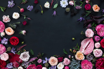 Flower background on black paper