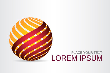 Logo stylized spherical surface with abstract shapes