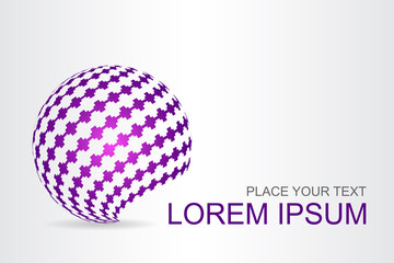 Logo stylized spherical surface with abstract shapes