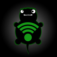 Turtle with Wi-Fi icon on the shell. Vector