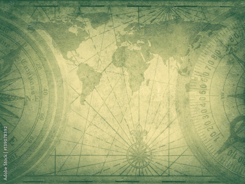 Aufkleber Old map of the world. Elements of this Image Furnished by NASA.